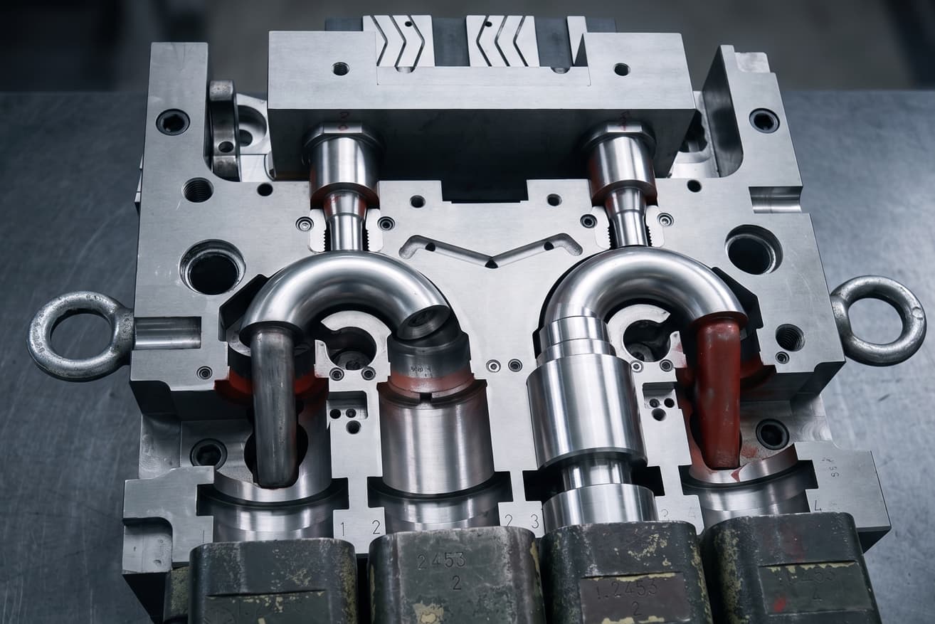 Machined core and cavity set for a PVC fitting injection mold